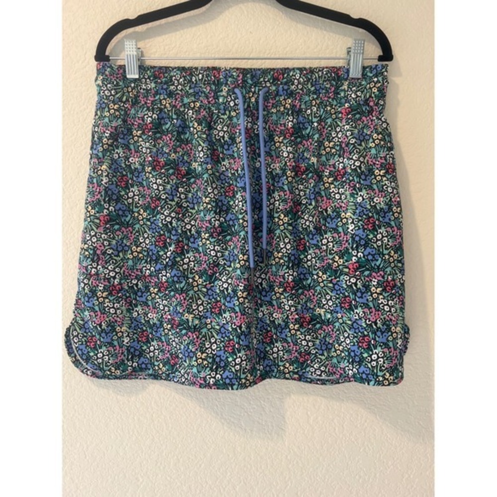 St. Johns Bay Women Floral Active Skort Navy Blue Multi Color Ditsy Print M Golf